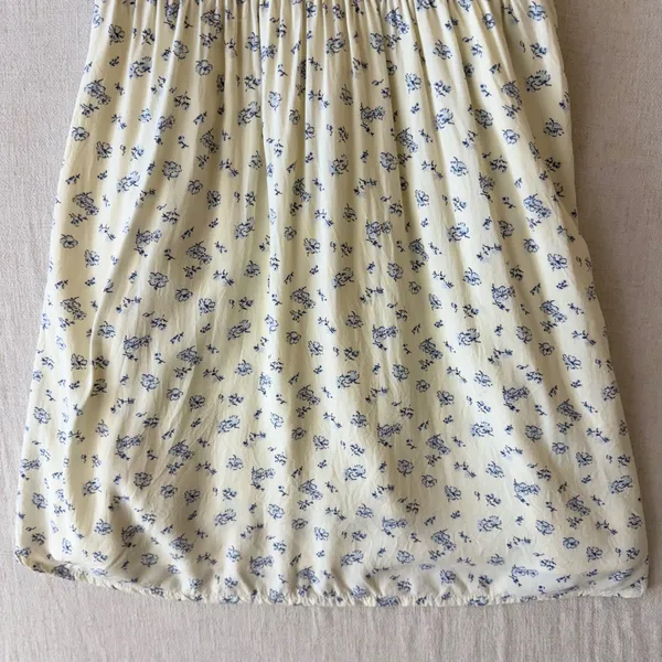 Abercrombie & Fitch Cream and Blue Floral Bustier Mini Dress Womens Small - Image 11