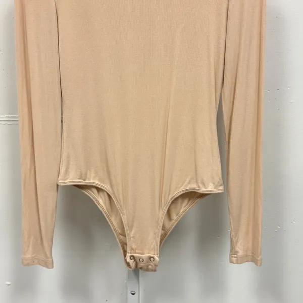 REORIA Women's Ribbed Turtleneck Long Sleeve Bodysuit Beige Size‎ Small 586 - Image 4