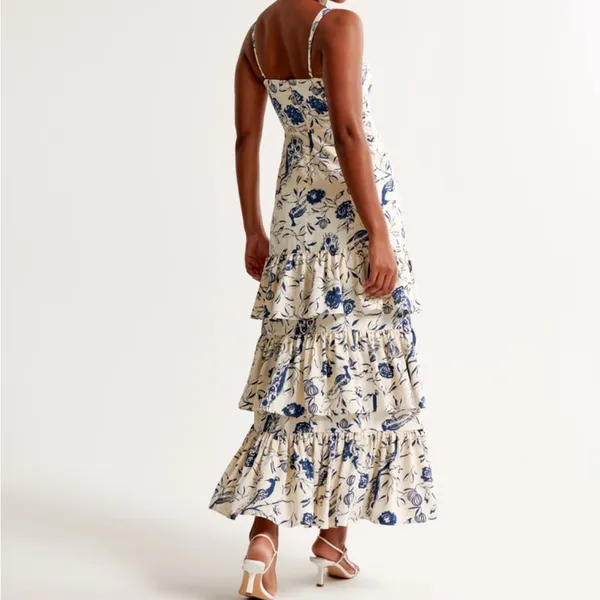 Abercrombie Drama Ruffle Tiered Maxi Dress Size Large Petite - Image 2