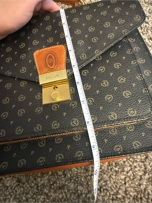Vintage Pollini Monogram Leather Satchel Bag Italy Dark Academia - Image 14