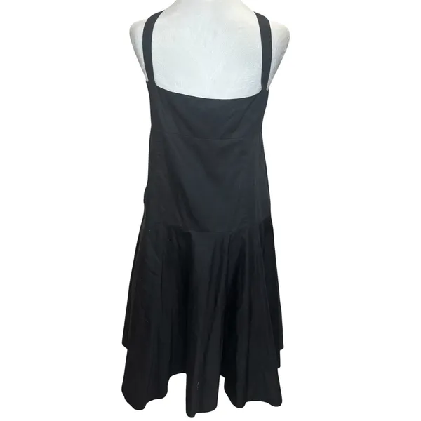Lauren Ralph Lauren Black‎ Cotton Fit Flare Midi Dress 16 Square Neck Tiered - Image 2