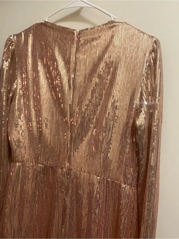 Rachel Parcell Womens Midi Dress S Small Rose Gold Pink Sequins Allover Formal - Image 6