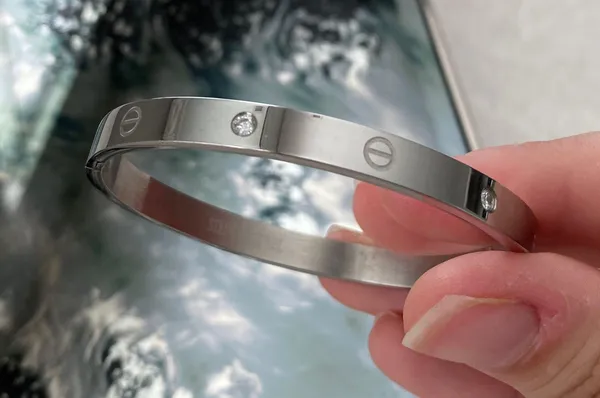 stainless steel love bangle bracelet Silver - Image 2