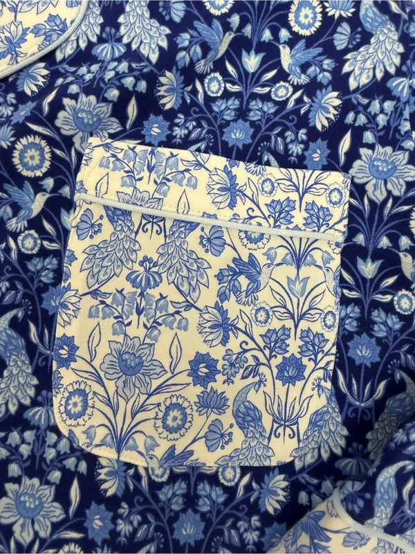 BedHead 3/4 Sleeve Classic PJ Set Bloomscape Blue Bird Floral Cropped Pajama Set - Image 8