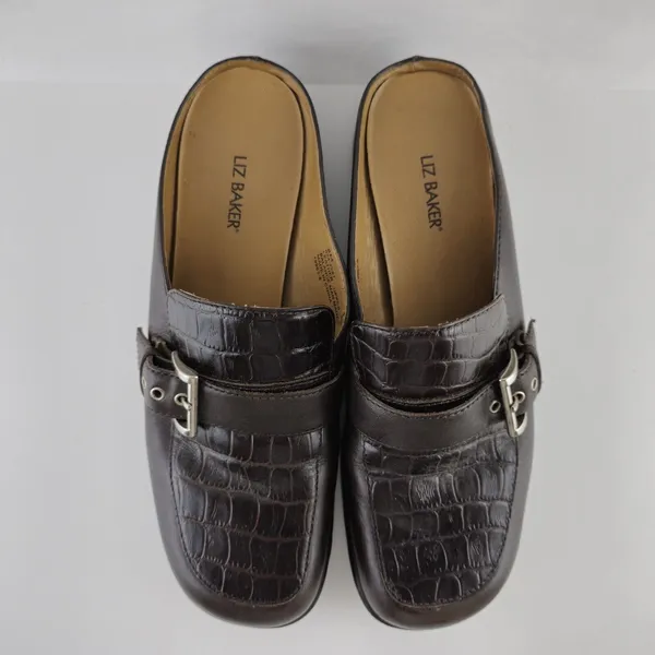 Liz Baker Womens Cheyenne 024-2281‎ Brown Buckle Slip On Mules Shoes Size US 8M - Image 7