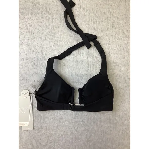 CALIA Women XS Pure Black U-Bar Halter Bikini Top‎ Swimwear WSA15203 NWT - Image 2