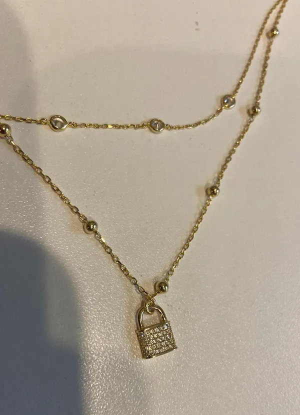 Lock Chain Necklace Gold - Image 2
