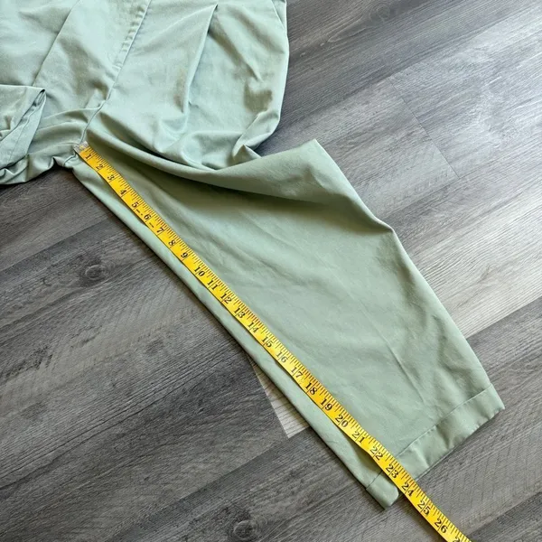 TOPSHOP Pleated High Rise Pants Sage Green US 6 Cropped - Image 10