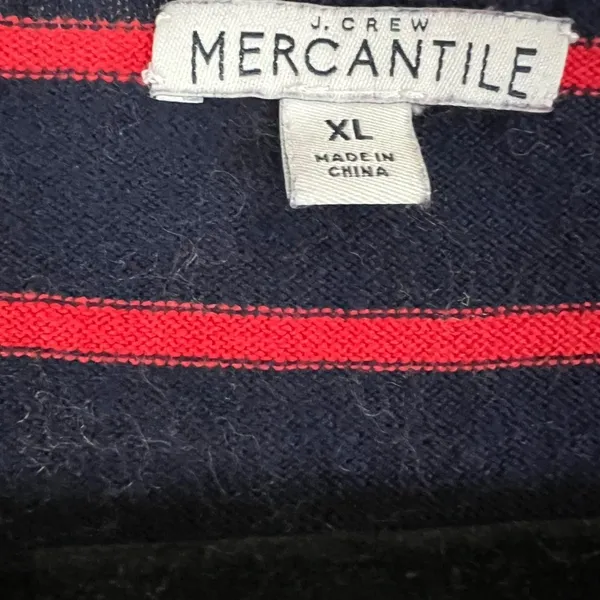 J Crew Mercantile Women's Sweater Navy Blue/Red Striped - Size XL - Image 3