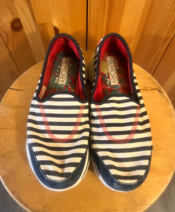 Skechers Go Walk Resalyte Striped Blue/white Women's Shoes Size 7.5 13796 - Image 2