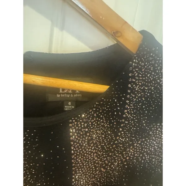 B&A by Betsy & Adam Women's Black Glitter-Knit Scoop Neck Sheath Dress Size 4 - Image 5