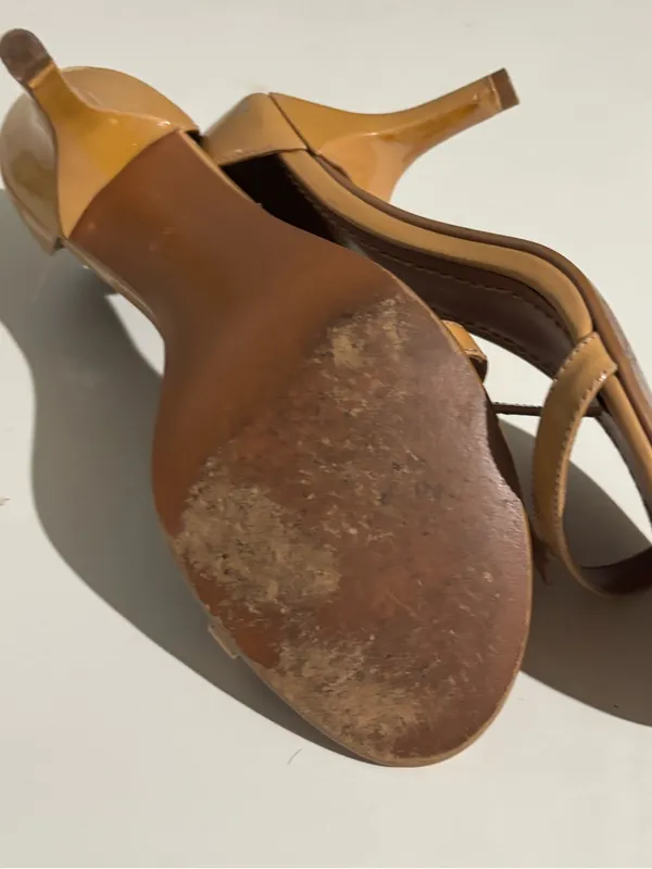 Coach Patent Leather Tan Ankle-Strap Heels - Image 7