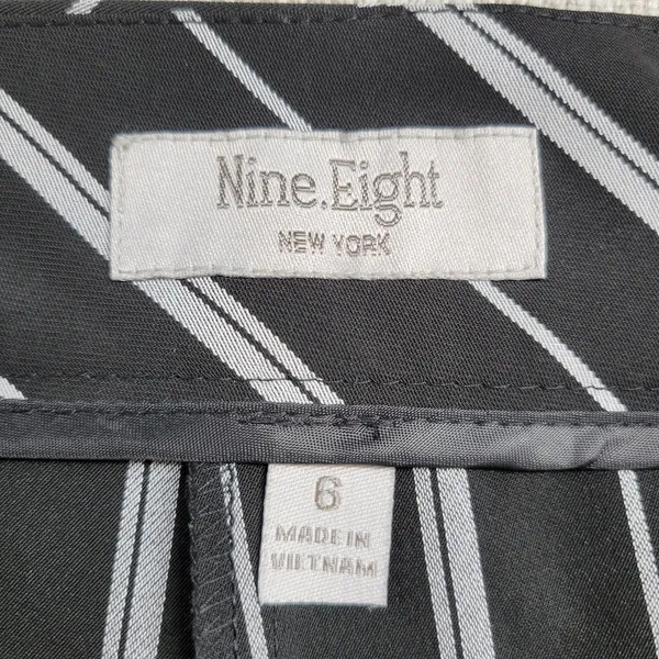 Nine.Eight Womens Pant Size 6 Black White Striped Belted Cropped Career Business - Image 2