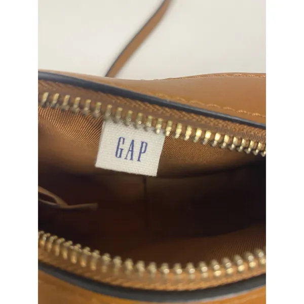 GAP Brown Shoulder Bag with Zip Closure & Zipper Accents, Gold‎ Hardware - Image 3