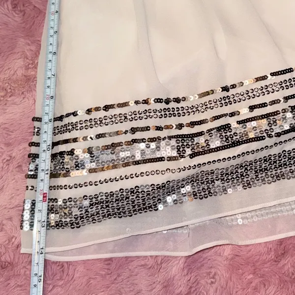 Abercrombie‎ Fitch White Sequin Embellished Skirt Size M - Image 6