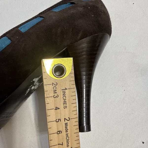 MASSIMO BALDI‎ ITALY Ribbon Brown Sueded LEATHER PUMPS HEELS Shoes Sz 9 B - Image 13