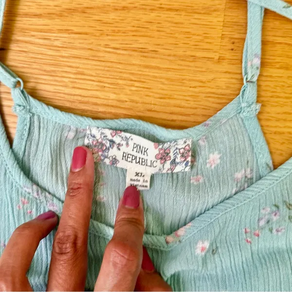 Pink Republic Floral Mint Green Women's Sleeveless Tank Top Adjustable Strap XL - Image 5