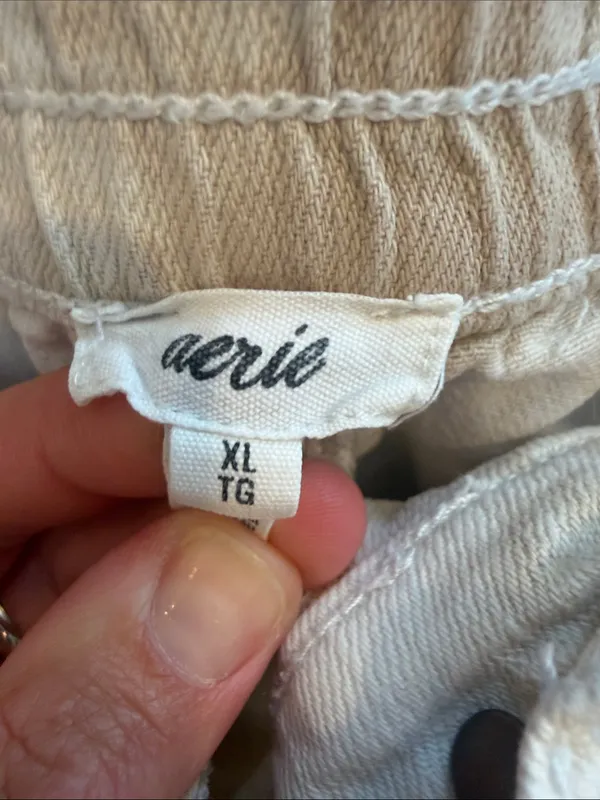 aerie Daydream White/TanTie-Dye Distressed Denim Shorts Size XL - C45-060 - Image 2