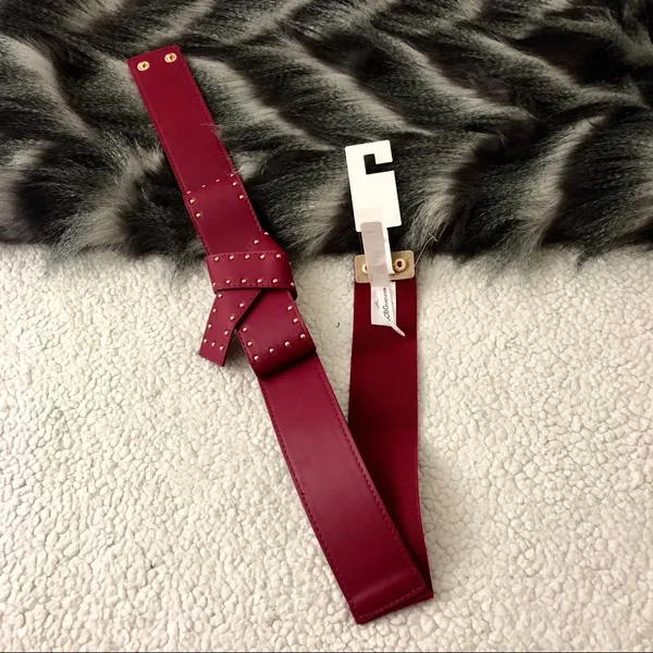 BCBGeneration NWT Wide Studded Bow Belt Red - Image 8