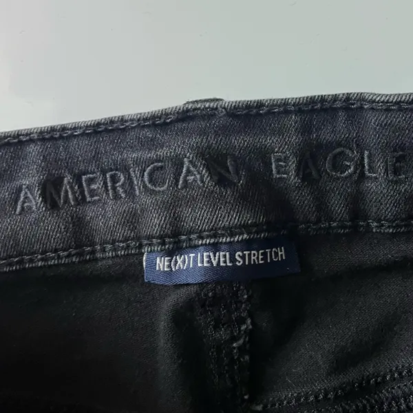 American Eagle • Distressed Washed Black Button Fly Super High Rise Shorties - Image 4