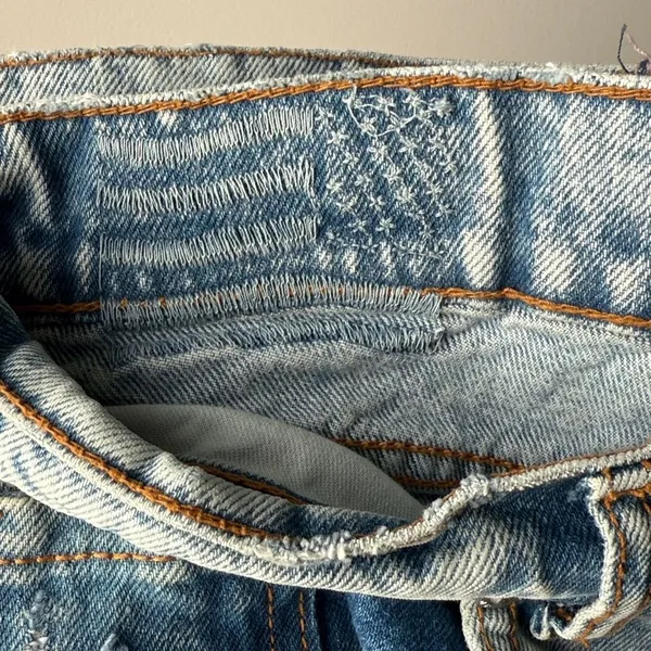 Revice Denim Manhattan / Greenwich Village Patchwork Raw Hem Acid Wash Y2K Jeans - Image 9