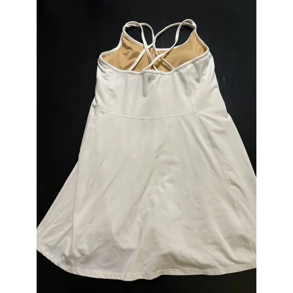 Old Navy Women Cream PowerSoft Strappy Active Dress with Built-in Shorts Large - Image 3