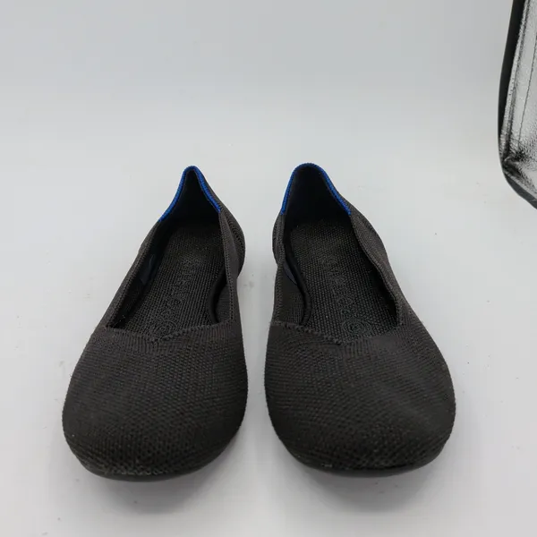 Rothys The Flat Black Solid Knit Ballet Flats Women 6 Machine Washable Eco Shoes - Image 3