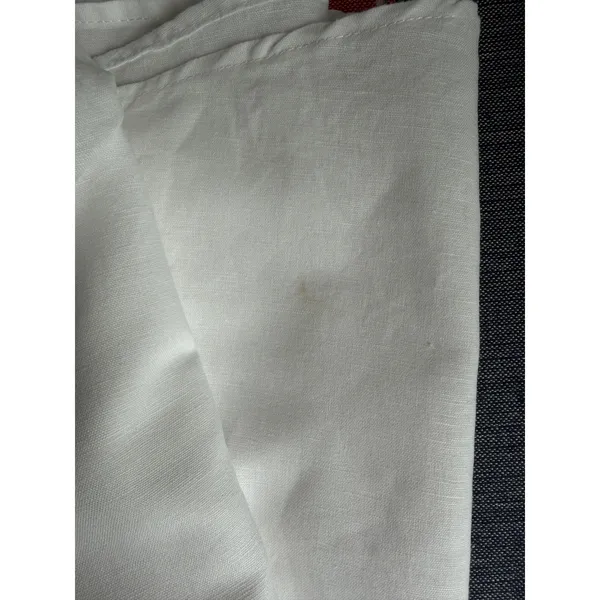 White Linen Cotton Asymmetrical Button Blouse Women's Relaxed Fit Top - Image 9