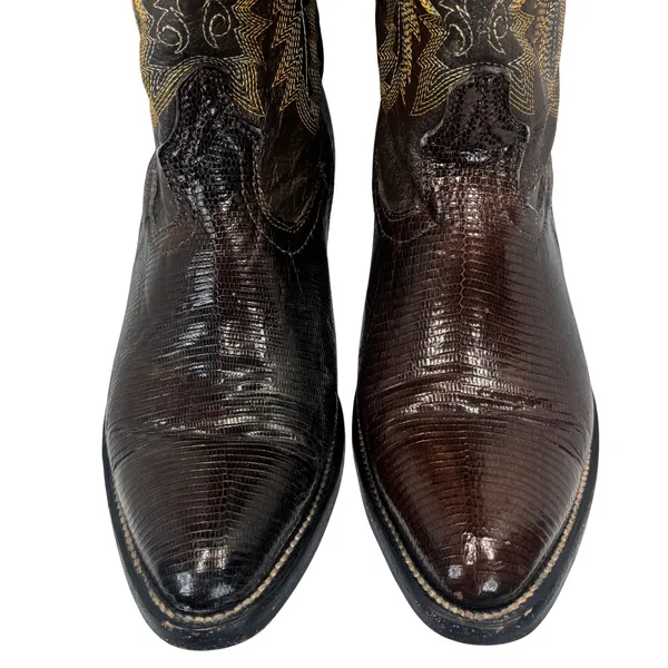 Circle G Boots Womens‎ 6.5 Brown Exotic Lizard Skin Leather Western Cowboy Boho - Image 14