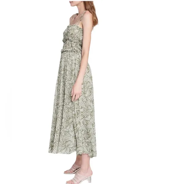 NWOT En Saison Sole Abstract‎ Print Midi Sundress green white Sz S - Image 3