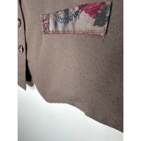 Vintage 90s Darlyn Tapestry Vest & Skirt Suit Set Woven Floral Made in USA Sz 4 - Image 3