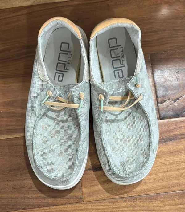 Hey Dude Gray and Tan Patterned Shoes - Image 2