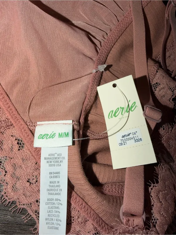 Aerie Women’s Lace-Trim Bralette in Blush Pink - Image 3