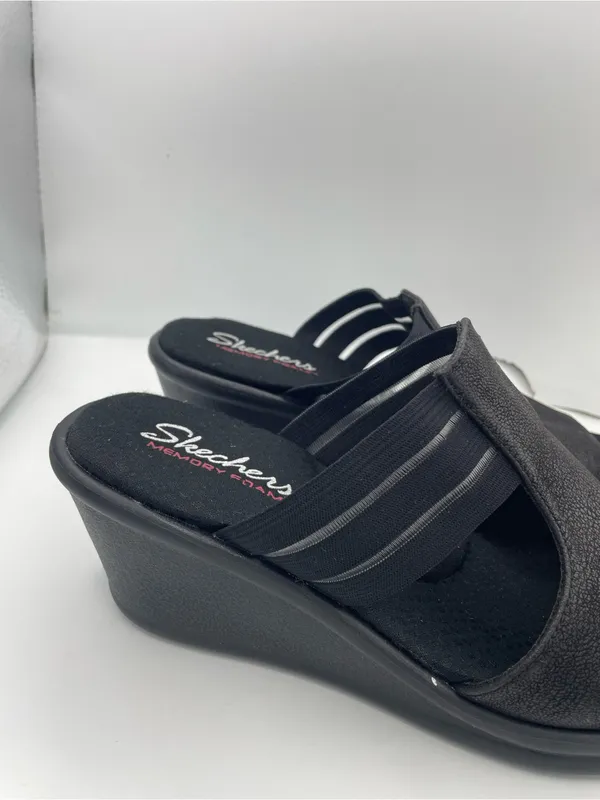 Skechers wedge platform cushion black sandals women’s Size 9 - Image 3