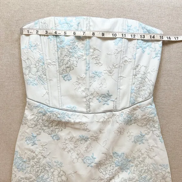 Forever 21 NWT Floral Jacquard Metallic Shimmer Corset Strapless Mini Dress - Image 7