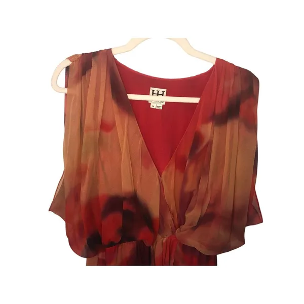 Autumn Wedding Guest Size M Haute Hippie Silk Red Drape True Wrap Dress Party - Image 3