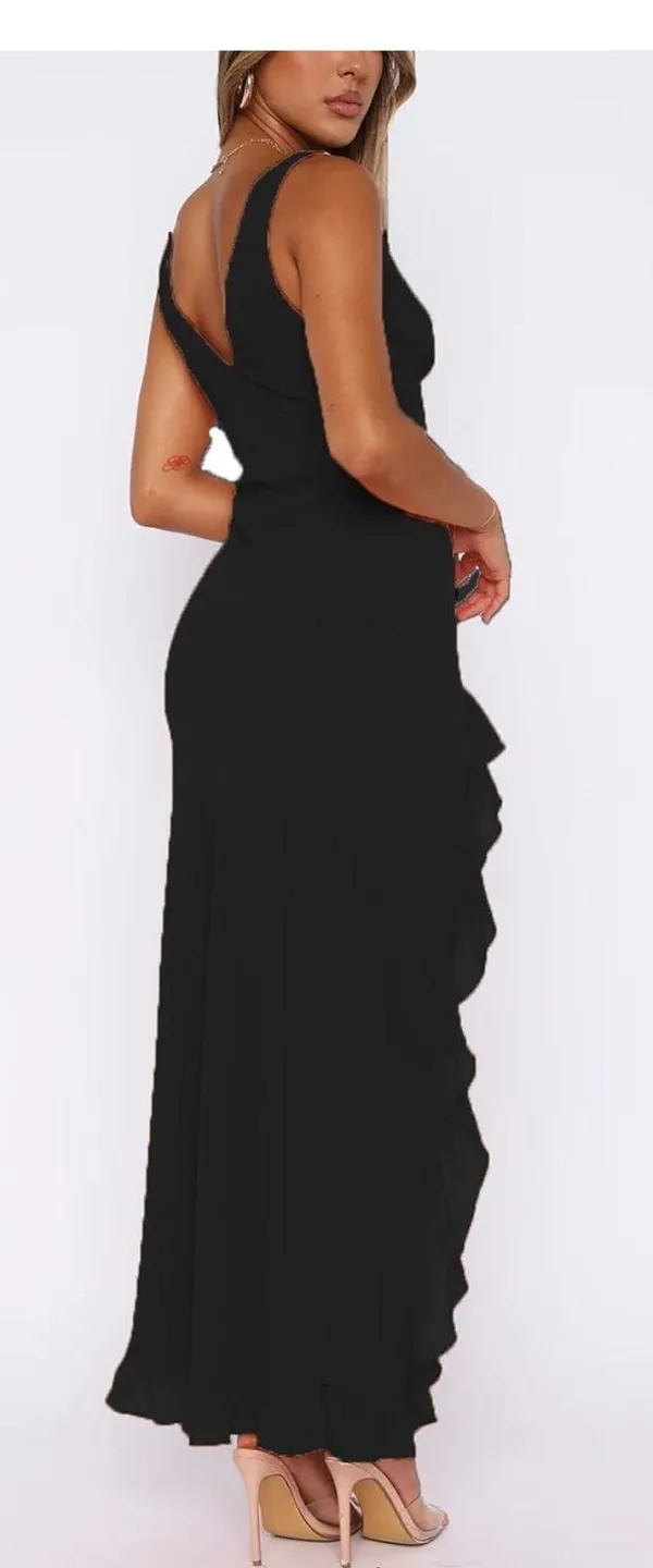 Amazon Black Ruffle Maxi Dress - Image 2
