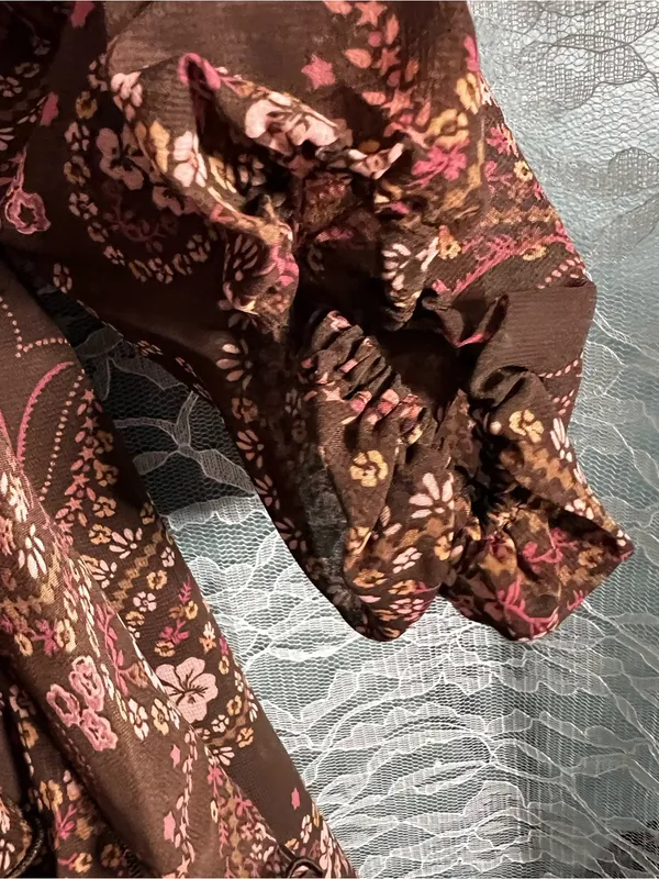 Abercrombie and Fitch Brown Floral Paisley Side Tie Mini Dress NWT Size XS - Image 7