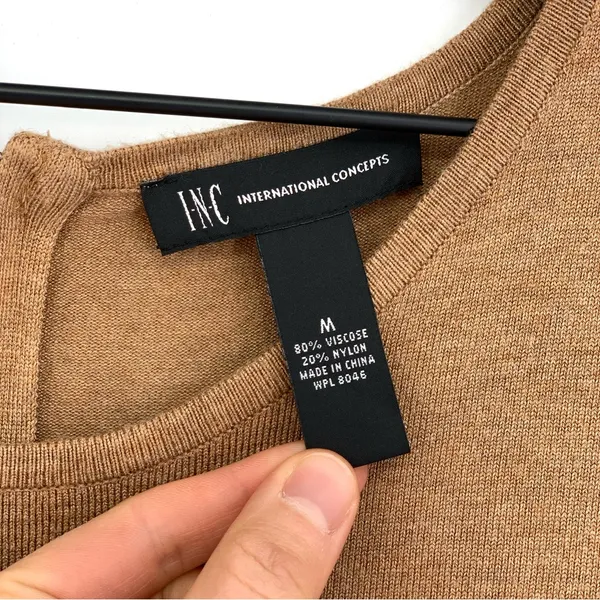 INC International Concepts Studded Sweater Tan M - Image 4