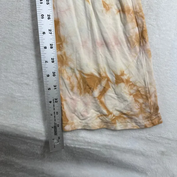 I.AM.GIA Tan White Tie Dye Ruched V-Waist Wide Leg Flare Pants XS - Image 5