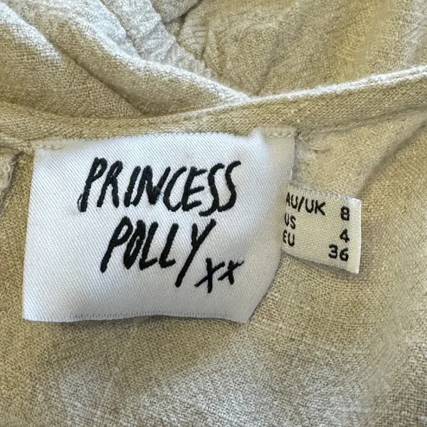 Princess Polly Oatmeal Beige Linen Blend Romper Sleeveless Braided Straps Size 4 - Image 6