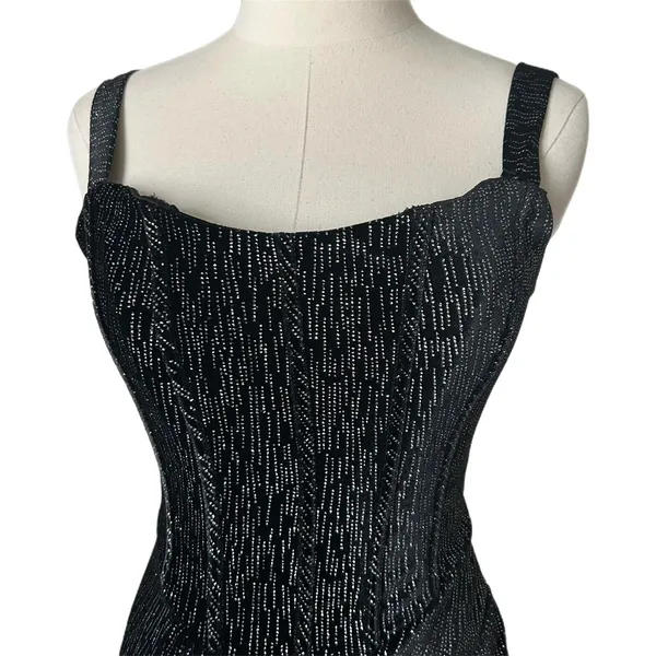 Lavish Alice Altered Crystal Velvet Mini Dress Black Metallic Corset Drape Sz 4 - Image 2