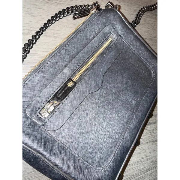 Rebecca Minkoff Avery Crossbody Bag Black Saffiano Leather‎ Gunmetal Chain OS - Image 12