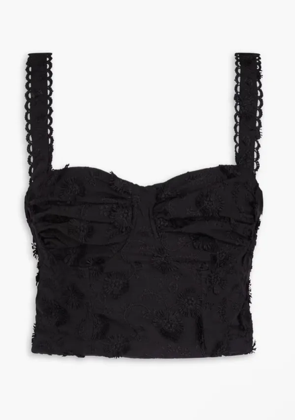 Farm Rio 3D Flower Corset Cropped embroidered crepe bustier Top Size S - Image 2