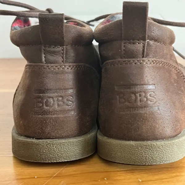 BOBS by‎ Skechers Womens Brown Chukka Boots Plaid Lined Memory Foam Size 7.5 - Image 7