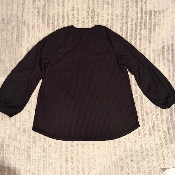 PinkBlush Hailey & Co Womens 1XL Black Ribbed Henley Maternity Top Long Sleeve - Image 7