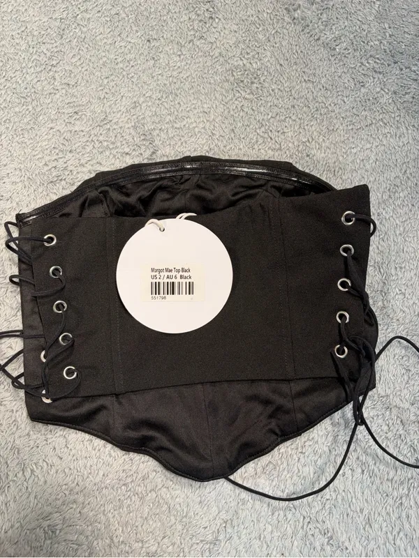 Princess Polly Margot Mae top Black Lace-Up 2 NWT - Image 8
