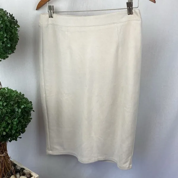 Lulus Tan Cream Faux Suede Knee Length Skirt M - Image 2