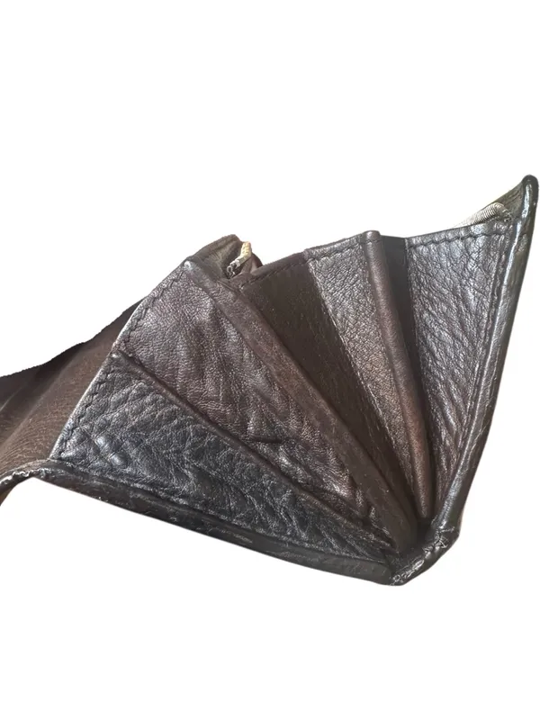 GUCCI Horsebit Diamante Brown Leather and Beige Canvas Bifold Wallet WOC - Image 5