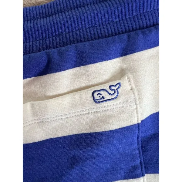 Vineyard Vines Women's Blue Striped Sweat Shorts Size M Elastic Waistban… - Image 5